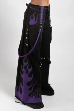 Tripp NYC Flame Dark Street Pants [Black/Purple] -Vampirefreaks Sale Store rave jeans