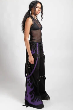 Tripp NYC Flame Dark Street Pants [Black/Purple] -Vampirefreaks Sale Store rave pants 58231d8e 1cf7 4fd0 86d6 4fea0048ee8b
