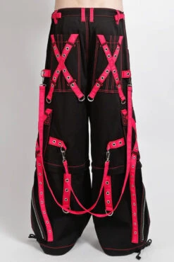 Tripp NYC X-Strap Zip Off Pants [Black/Pink] -Vampirefreaks Sale Store raver baggy fit pants