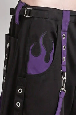 Tripp NYC Flame Dark Street Pants [Black/Purple] -Vampirefreaks Sale Store raver clothes mens