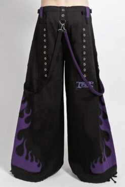 Tripp NYC Flame Dark Street Pants [Black/Purple] -Vampirefreaks Sale Store raver clothes 961015a6 575b 4a25 8929 9adfb8bc6008