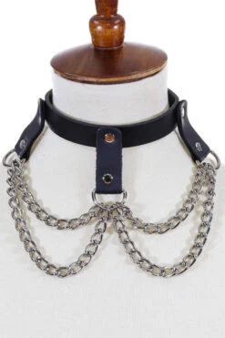 Catacomb Caged Leather Chain Choker
