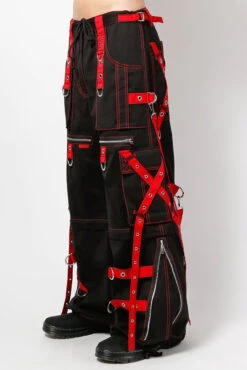 Tripp NYC X-Strap Zip Off Pants [BLACK/RED] -Vampirefreaks Sale Store red punkrock pants