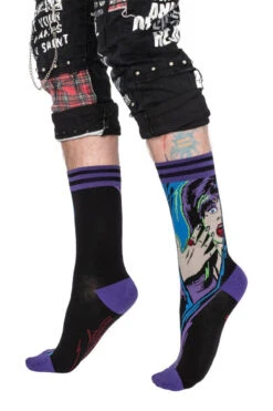 Elvira Unpleasant Dreemz Crew Socks -Vampirefreaks Sale Store retro socks