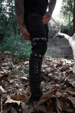 Annihilate Safety Pin Studded Pants -Vampirefreaks Sale Store ribbed gothic pants