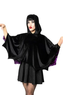 Bat Wing Velvet Purple Short Cape
