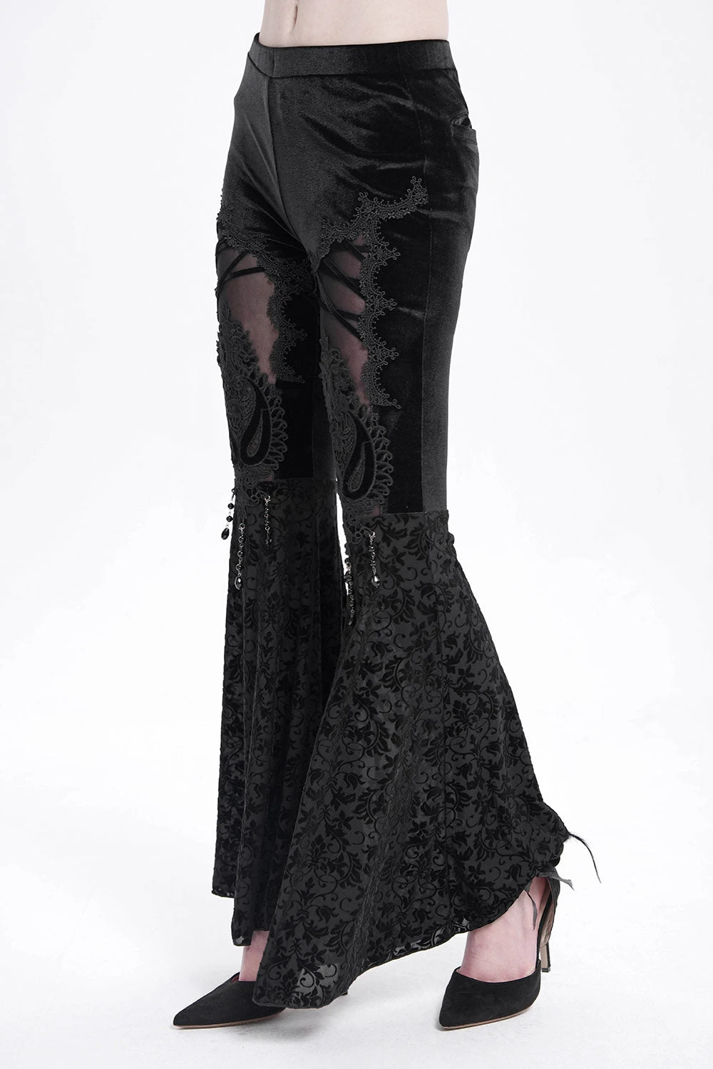 Dark Countess Embroidered Velvet Flares 4 Dark Countess Embroidered Velvet Flares - Image 4