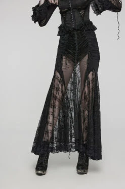 Sheer Specter Mesh Maxi Skirt -Vampirefreaks Sale Store ruched goth skirt