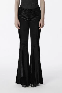 Dark Sacrament Velvet Bell Bottoms [Black] -Vampirefreaks Sale Store ruched pants