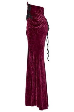 Cabernet Sauvignon Velvet Skirt [Wine Red] -Vampirefreaks Sale Store ruched skirt