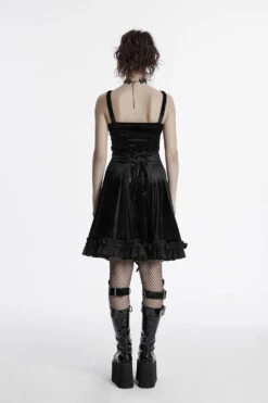 Midnight Spell Velvet Slip Dress [Black] -Vampirefreaks Sale Store ruffle dress 8a413211 aa02 4659 9577 7209a4d86f74