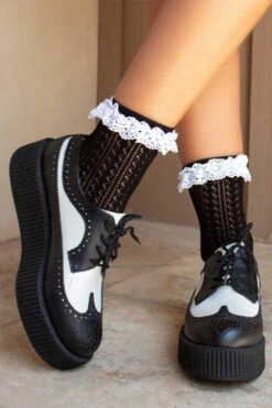 LEG AVENUE Ghost Lace Crochet Socks [Black/White] -Vampirefreaks Sale Store ruffle socks 22f20a3b cc24 4d1e bdc8 e490e5c3d28e