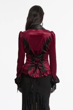 Blooddrop Velvet Batwing Collar Top [Red] -Vampirefreaks Sale Store ruffle top 9124fead d804 4d11 b5b2 be34b2768790