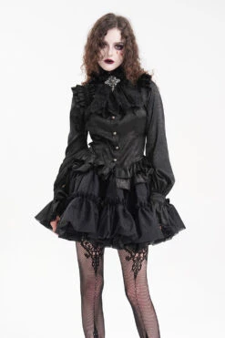 Haunted Manor Ruffled Long Sleeve Blouse -Vampirefreaks Sale Store ruffled blouse top