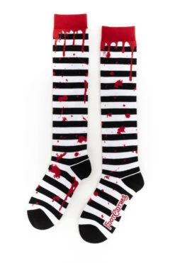 Sanguine Stripes Blood Splatter Knee High Socks -Vampirefreaks Sale Store scary socks 2def496d a393 44e2 92f5 79875e91b283