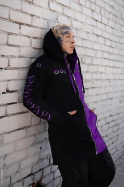 Split Mage Hoodie [Black/Purple] -Vampirefreaks Sale Store scene boy clothes