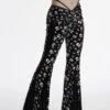 Skull And Crossbones Velvet Flares [Black/White]