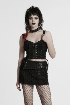 Morose Shredded Safety Pin Mini Skirt -Vampirefreaks Sale Store scene girl skirt