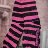 Creepy Crew Socks [Pink/Black Stripes] -Vampirefreaks Sale Store scene girl socks