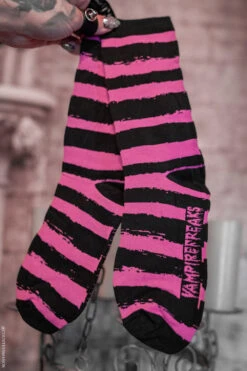 Creepy Crew Socks [Pink/Black Stripes]