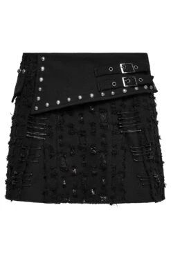 Morose Shredded Safety Pin Mini Skirt