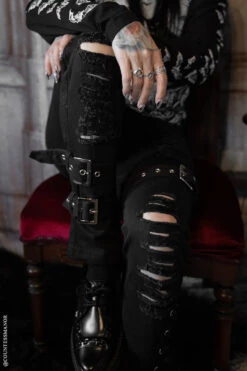 Inquisition Shredded Skinny Jeans -Vampirefreaks Sale Store shredded skinny punk jeans