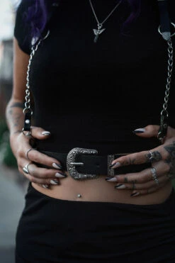 The Sharpshooter Western Goth Chain Harness -Vampirefreaks Sale Store silver belt gothic