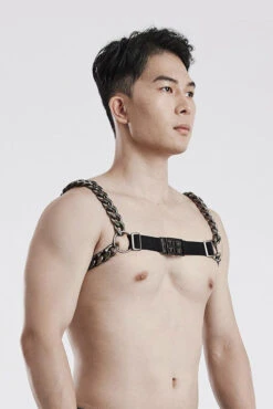 War Rig Heavy-Duty Chain Harness -Vampirefreaks Sale Store silver harness
