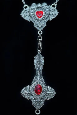 Cross My Heart Reversible Rosary Necklace -Vampirefreaks Sale Store silver rosary