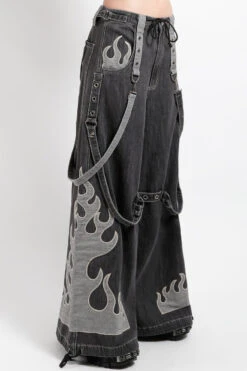 Tripp NYC Flame Dark Street Pants [BLACK DENIM] -Vampirefreaks Sale Store skater jeans