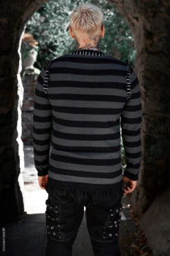 Autopsy Stitch Striped Sweater -Vampirefreaks Sale Store skater punk knitted sweater