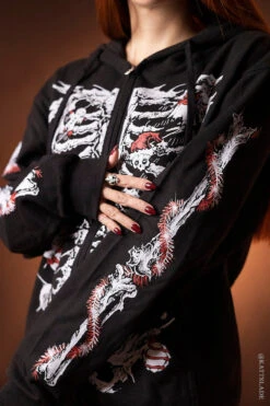 Xmas Skeleton Hoodie -Vampirefreaks Sale Store skeleton christmas hoodie jacket