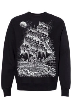 Skeleton Crew Pirate Ship Sweatshirt -Vampirefreaks Sale Store skeleton ghost pirate ship sweatshirt