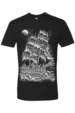 Skeleton Crew Pirate Ship T-shirt -Vampirefreaks Sale Store skeleton ghost pirate ship tshirt