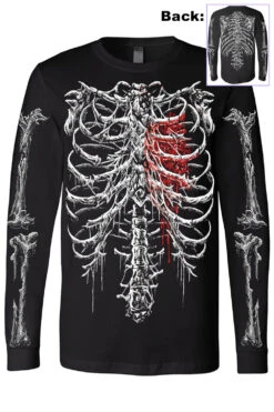 Bleeding Heart Skeleton T-shirt -Vampirefreaks Sale Store skeleton longsleeve back preview