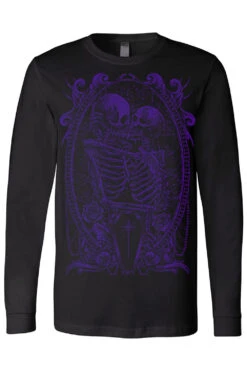 Til Death Do Us Part T-shirt [PURPLE] -Vampirefreaks Sale Store skeleton lovers longsleeve tee