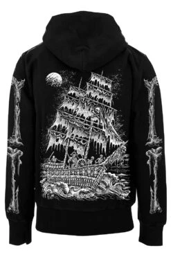 Skeleton Crew Pirate Ship Hoodie -Vampirefreaks Sale Store skeleton pirate ship zip hoodie with sleeves