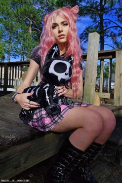 Skelekitty Purse -Vampirefreaks Sale Store skeleton plush purse