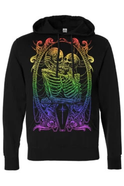 Pride Skeleton Love Hoodie [RAINBOW] -Vampirefreaks Sale Store skeleton pride goth rainbow pullover hoodie resize
