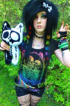 Pride Skeleton Love T-shirt [RAINBOW] -Vampirefreaks Sale Store skeleton pride tshirt with splitzokitty