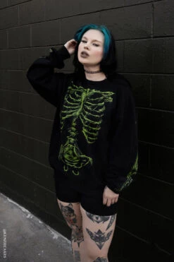 Zombie Rot Skeleton Sweatshirt [Monster Green] -Vampirefreaks Sale Store skeleton sweater