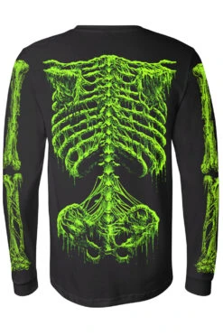 Zombie Rot Skeleton T-shirt [Monster Green] -Vampirefreaks Sale Store skeleton zombie longsleeve tshirt back