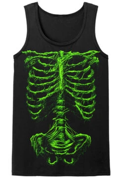 Zombie Rot Skeleton T-shirt [Monster Green] -Vampirefreaks Sale Store skeleton zombie mens tank top front