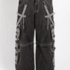 Tripp NYC Super Grey Skull Denim Pants [Black Denim] -Vampirefreaks Sale Store skull goth pants