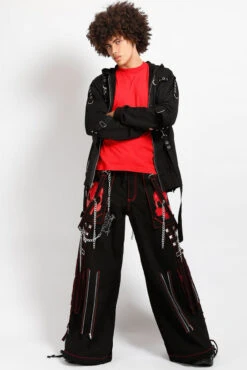 Tripp NYC Doom Skull Pants [BLK/RED STITCH] -Vampirefreaks Sale Store skull jeans