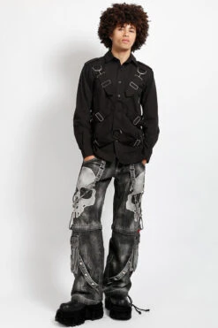 Tripp NYC Scare Dark Street Pants [Fog Wash Black Denim] -Vampirefreaks Sale Store skull jeans b9fc0900 bc4c 4f43 9c19 e1381779fb10