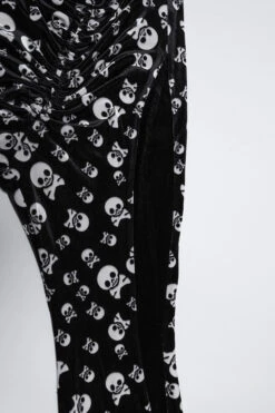 Skull And Crossbones Velvet Flares [Black/White] -Vampirefreaks Sale Store skull leggings 718ebb44 2b6c 4017 a7ef f4f89e934210
