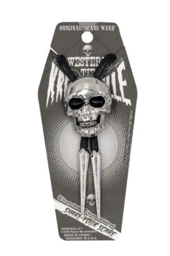 Skull Chrome Bolo Western Tie -Vampirefreaks Sale Store skull neck tie