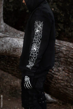 Death Spider Hoodie [Spiderweb Sleeves] -Vampirefreaks Sale Store spiderweb jacket for men