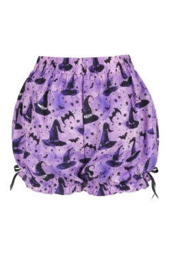 Purple/Black Witch Print Crepe Bloomers 5 Purple/Black Witch Print Crepe Bloomers -Vampirefreaks Sale Store spooky bloomers